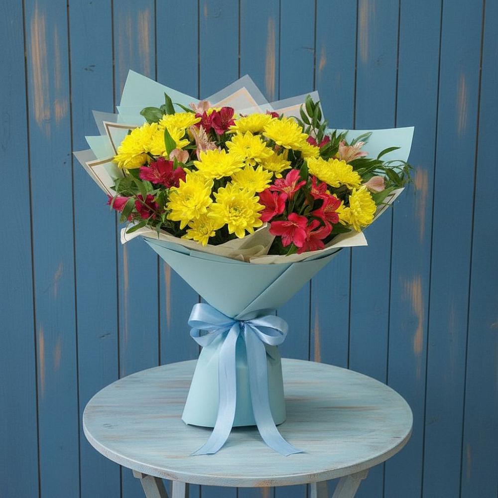 Букет цветов из: Альстромерии и Хризантемы в Болгаре