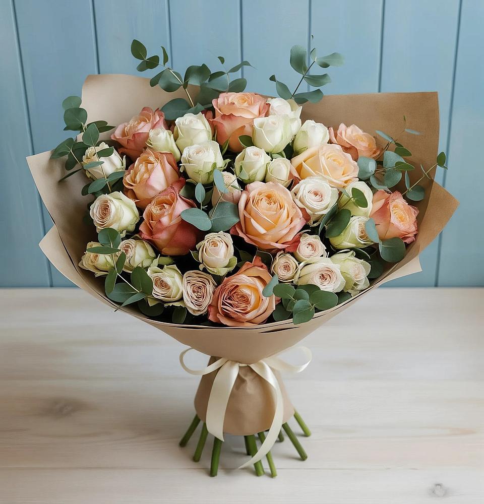 Букет цветов из: Альстромерии и Розы в Болгаре