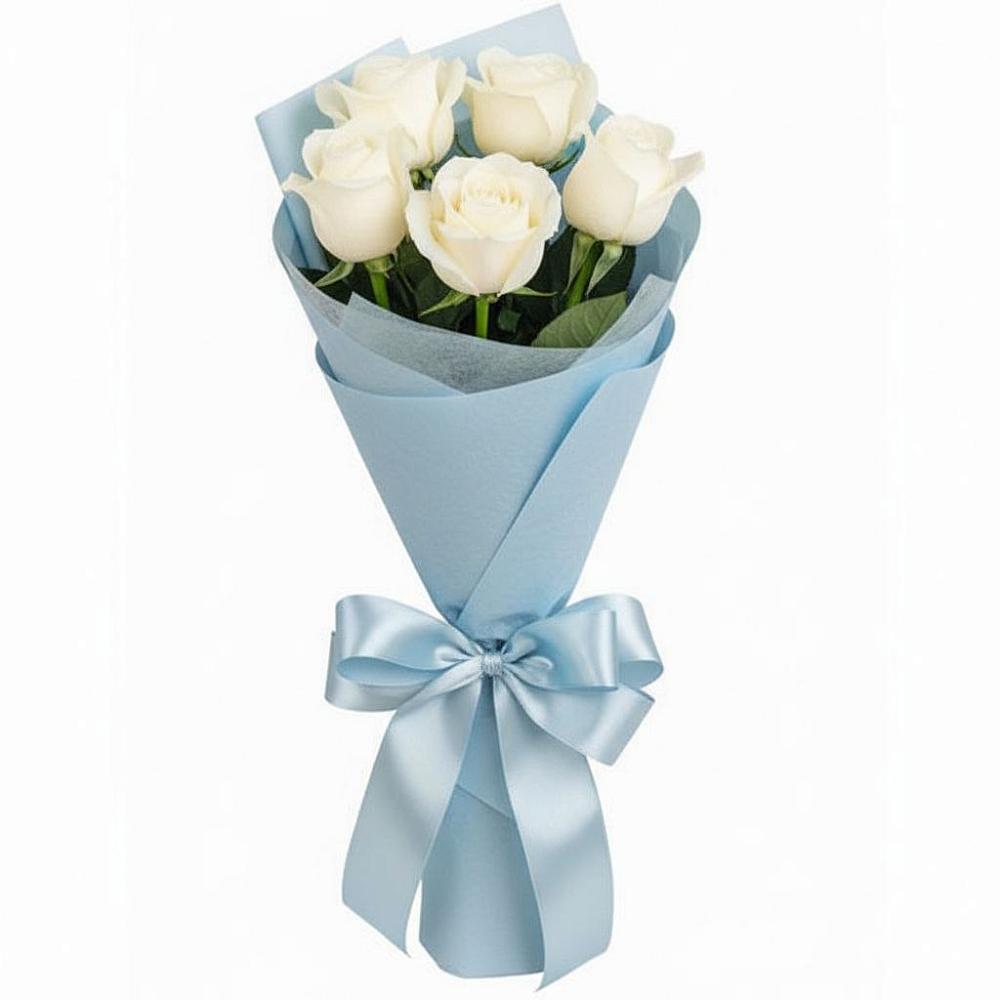 Букет 5 Белых роз Проуд в Болгаре