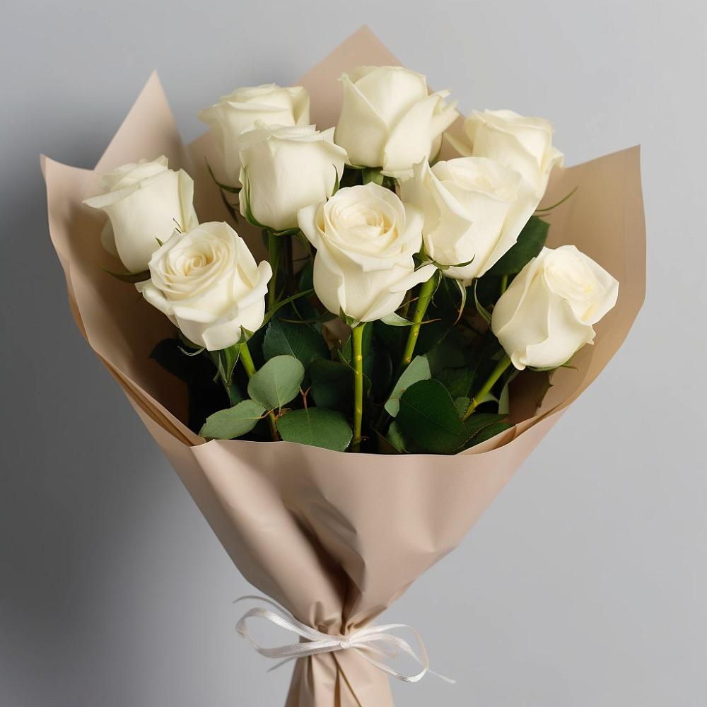 Букет 9 Белых роз Эдлесс Лав в Болгаре