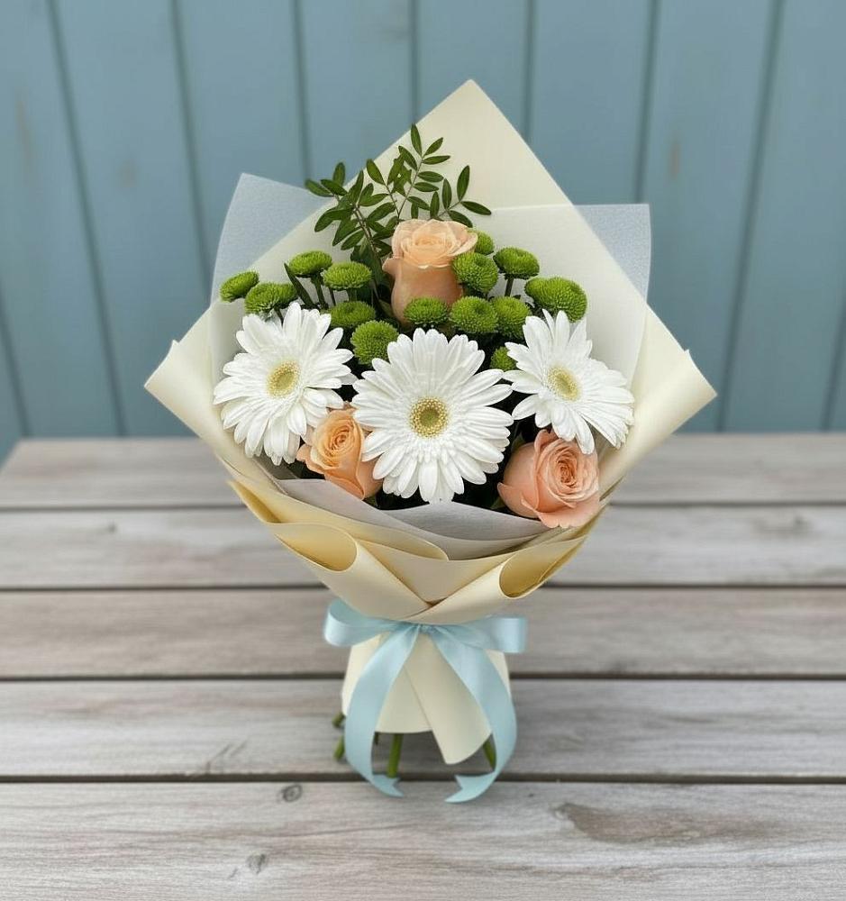 Букет цветов из: Герберы, Розы и Хризантемы в Болгаре
