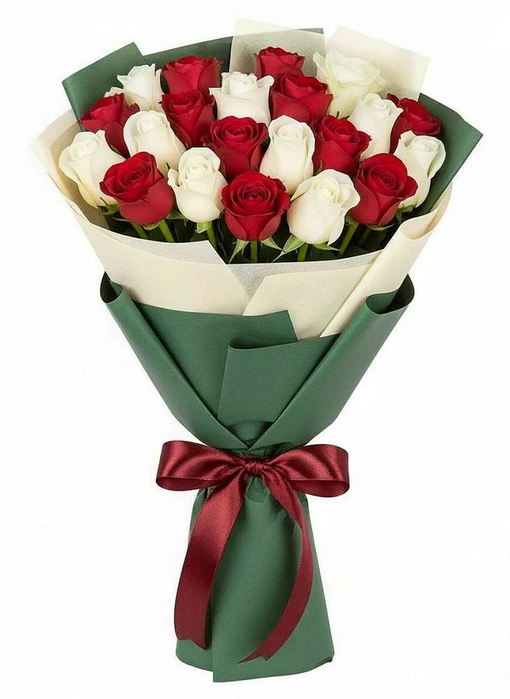 Букет Микс из красных и белых роз в Болгаре