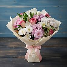 Букет цветов из:  Хризантемы, Альстромерии и Розы в Болгаре