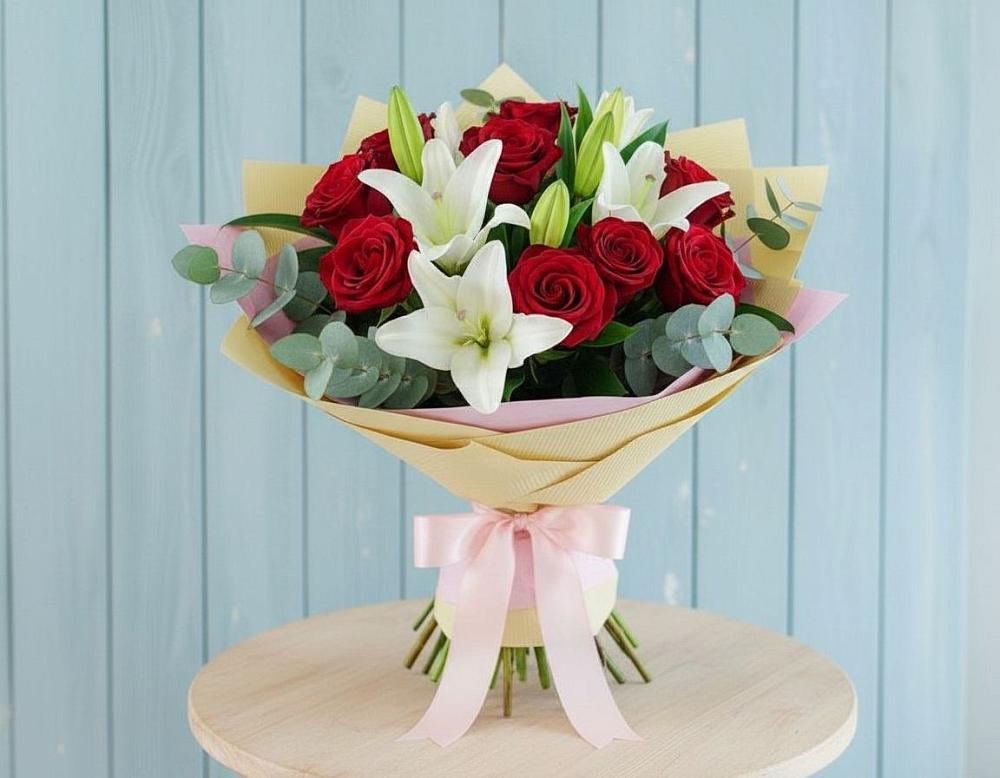 Букет цветов из: Лилии и Розы в Болгаре